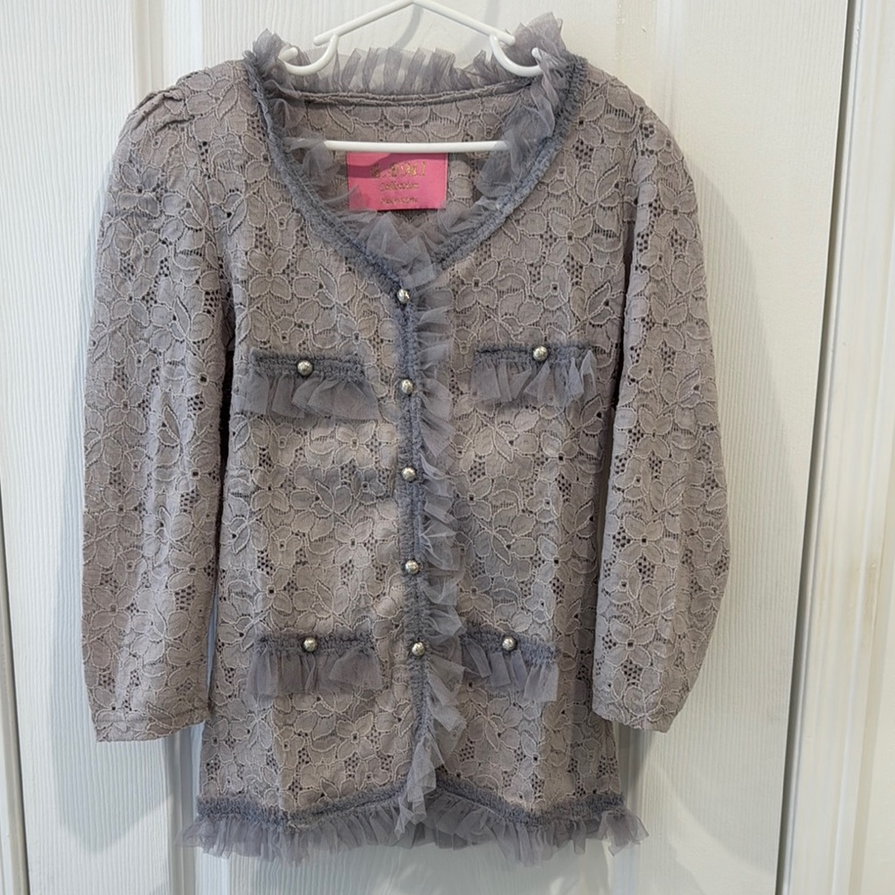 Elegant Gray Lace Kids Jacket